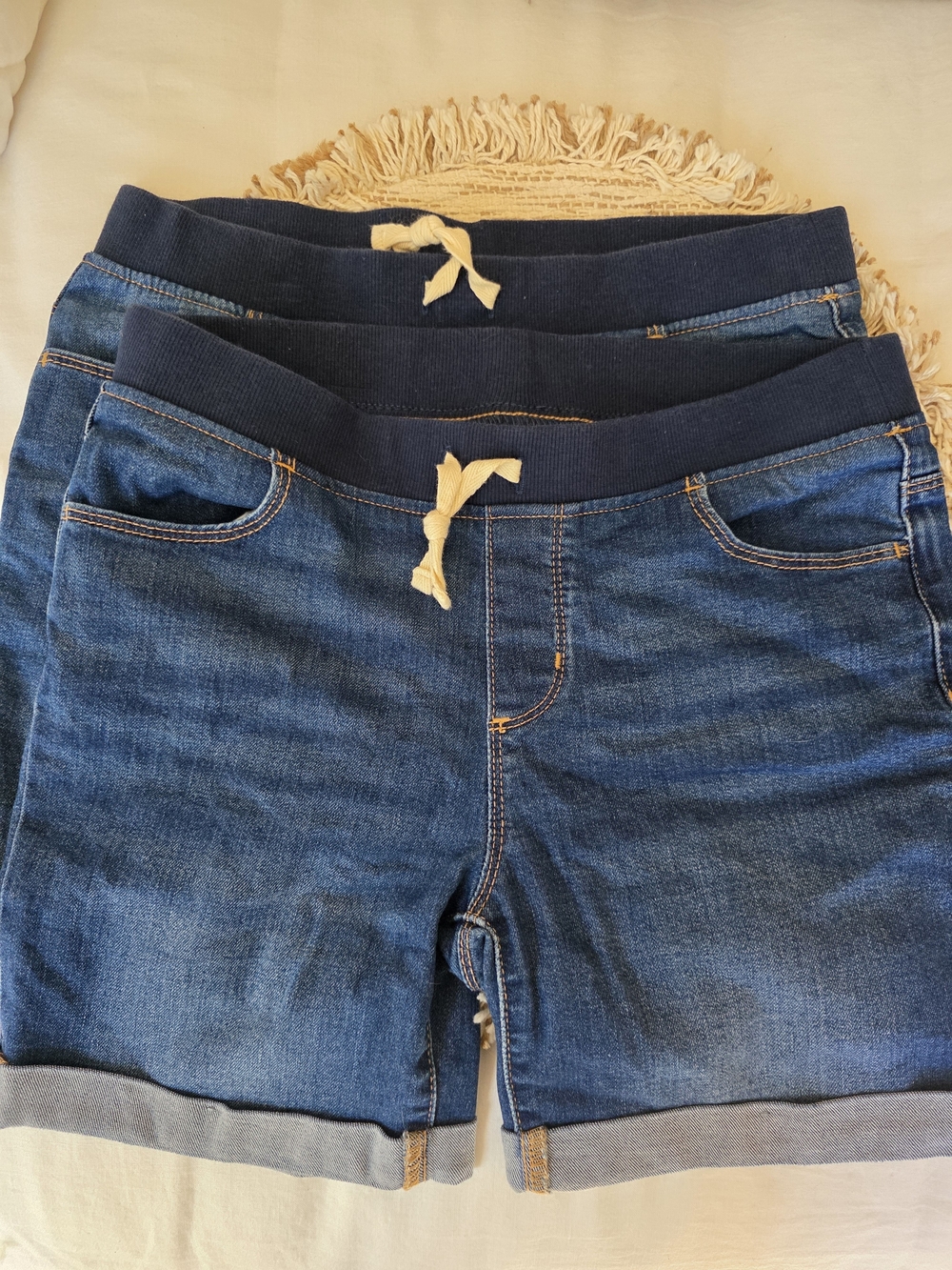 wonder nation Girls Plus L 10-12 Navy Blue Denim-Look Pull-On Shorts